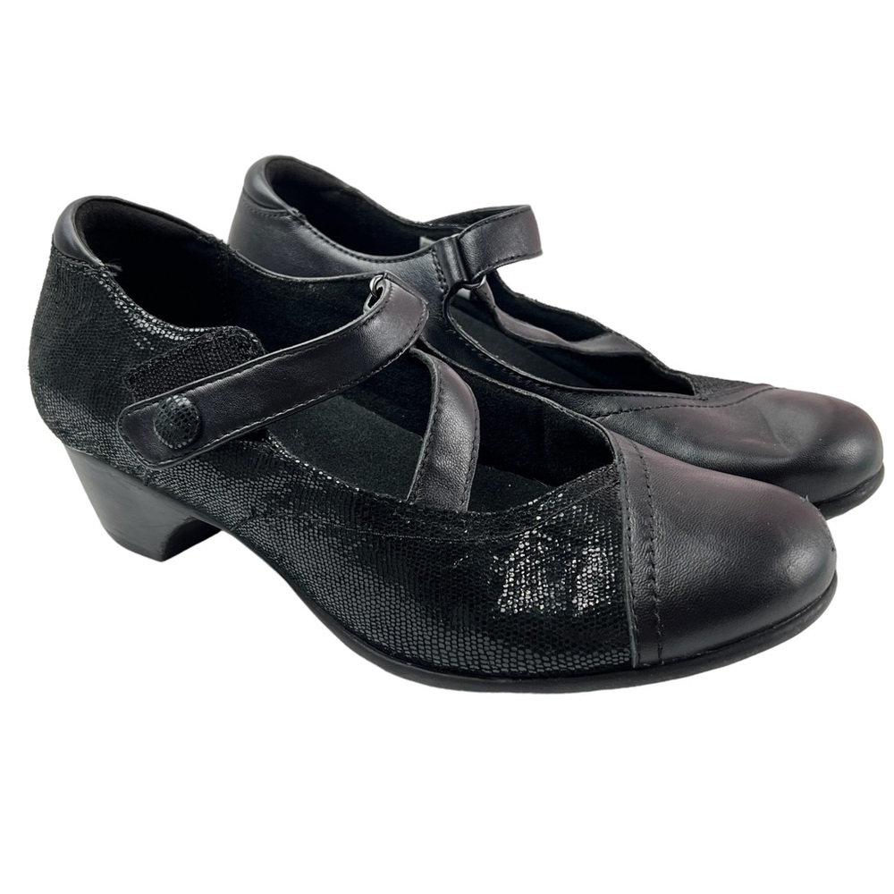 Aravon Portia Black Leather Comfort Dress Pump Size 9